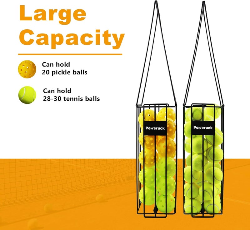 Poweruck Pickleball Tennis Ball Hopper Set, Pickleball Tennis Ball Basket Holder with 20 Outdoor Pickleball Balls,Perfect Court Equipment for Beginner - Image 4